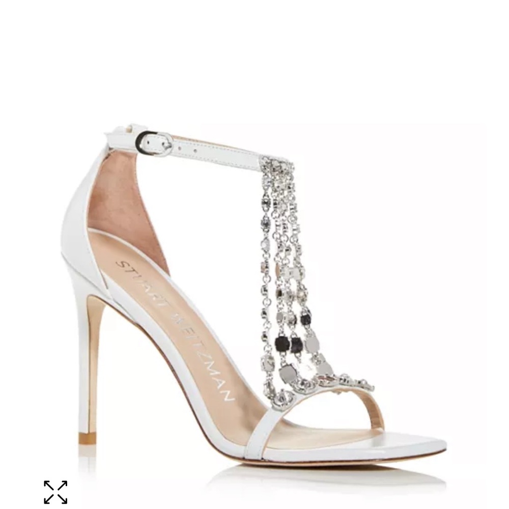 Stuart Weitzman White Elegant Heels with Embellishments, worn once size 9